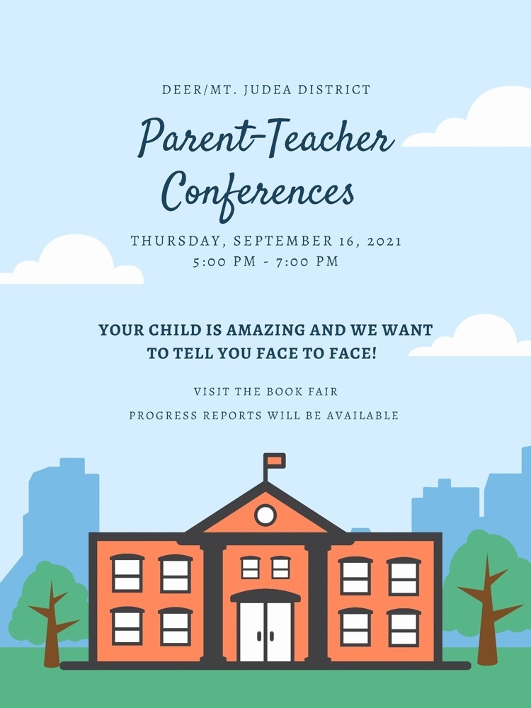 Parent Teacher Conferences at each campus on Thursday Sept. 16th 5-7pm.  See you there!!