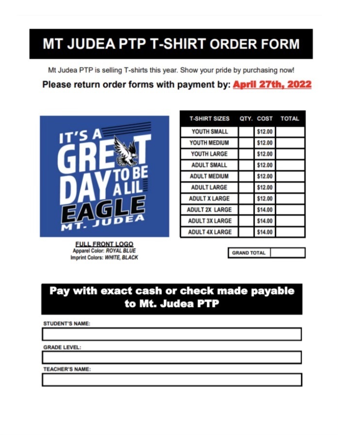 MJ Field Day shirt order form 