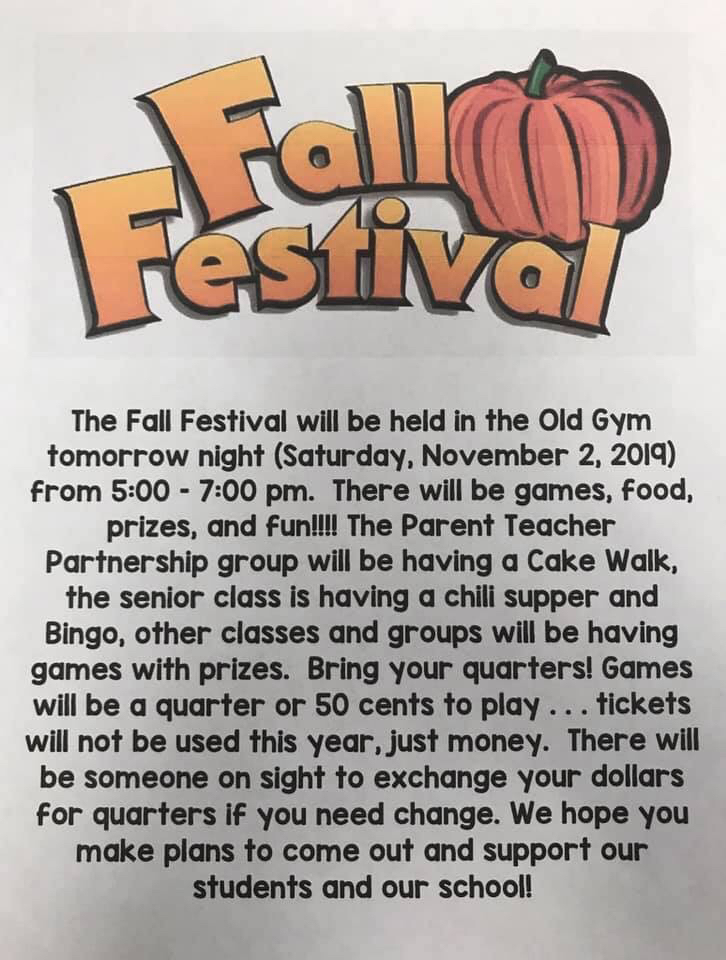 Fall Fest TONIGHT 5pm-7pm!!