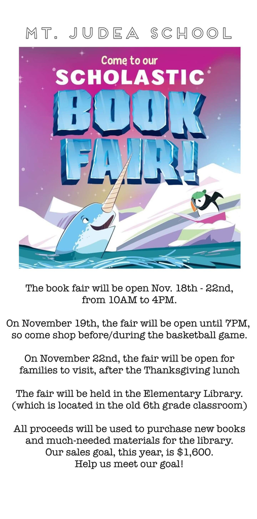 Mt. Judea’s Book Fair Nov. 18th-22nd